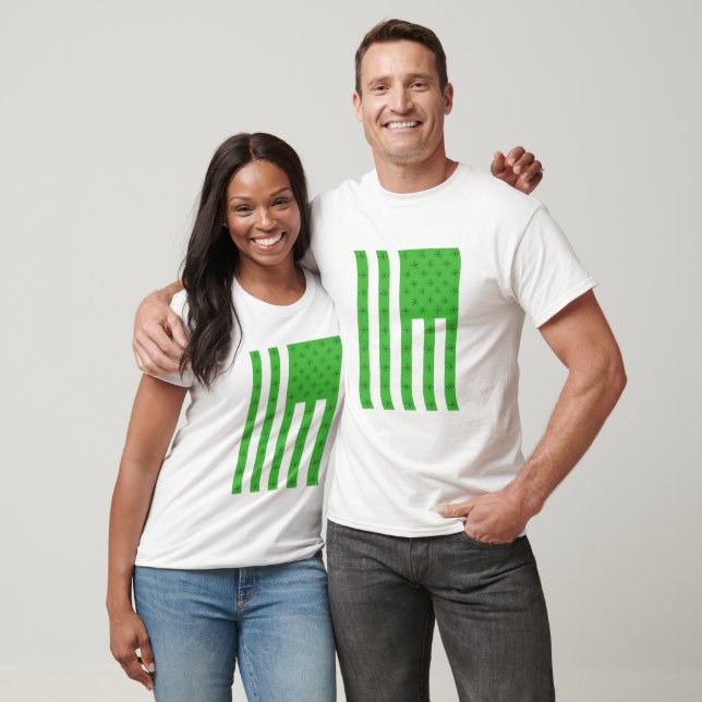 Shamrock  American Flag Square St Patricks Day T-Shirt (Unisex)