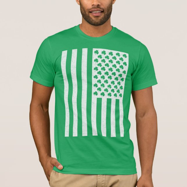 Shamrock American Flag St Patricks Day Shirts (Front)