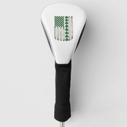 Shamrock American Flag Vintage Vector Design_1 Golf Head Cover