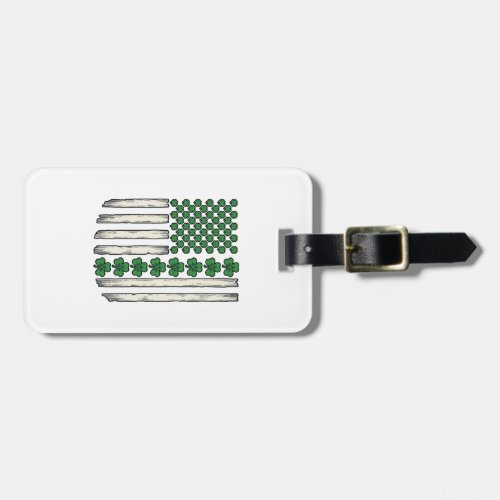 Shamrock American Flag Vintage Vector Design_1 Luggage Tag