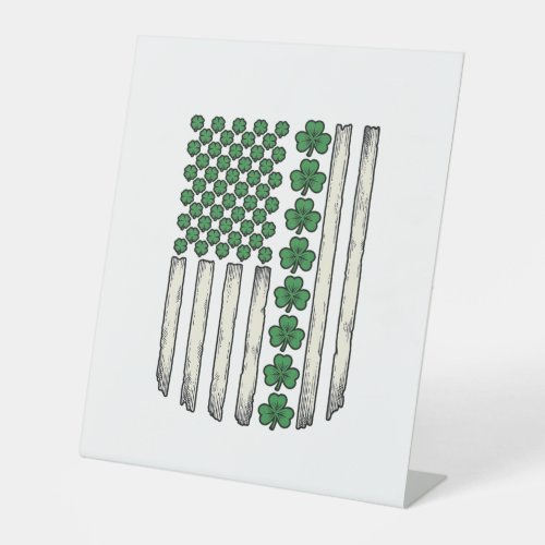 Shamrock American Flag Vintage Vector Design_1 Pedestal Sign