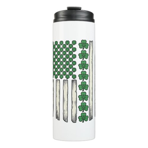 Shamrock American Flag Vintage Vector Design_1 Thermal Tumbler