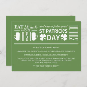 Shamrock and Beer Irish St Patrick's Day Detail Invitation