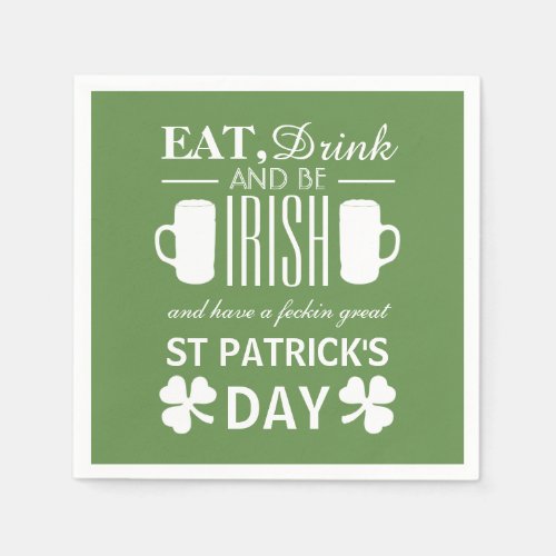 Shamrock and Beer Irish St Patricks Day Napkins