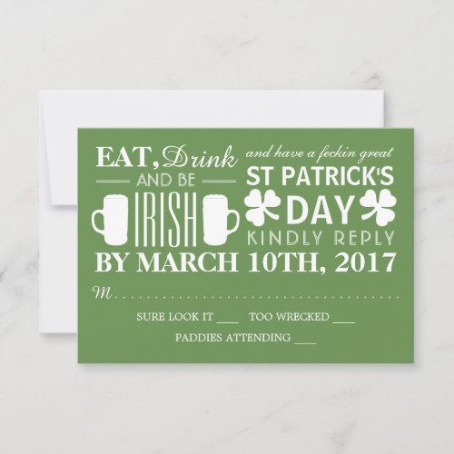 Shamrock and Beer Irish St Patricks Day RSVP