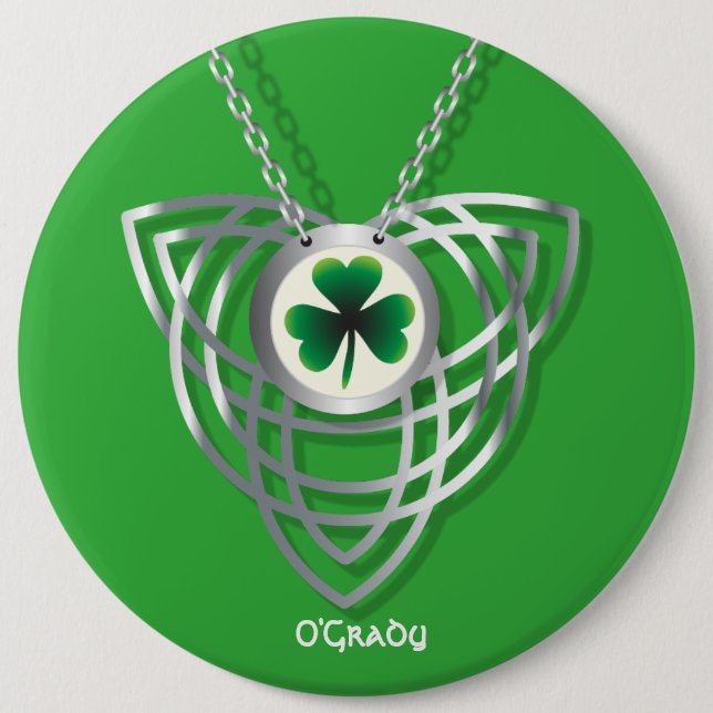 Shamrock and Celtic Knot Pinback Button (Front)