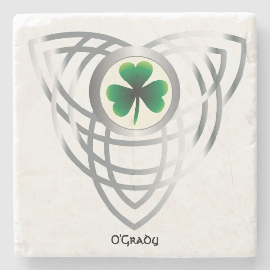 Shamrock and Celtic Knot Stone Coaster