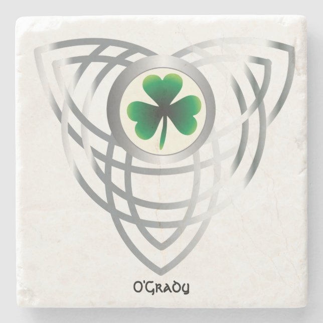 Shamrock and Celtic Knot Stone Coaster (Front)
