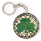 Shamrock And Celtic Knots Keychain Beige