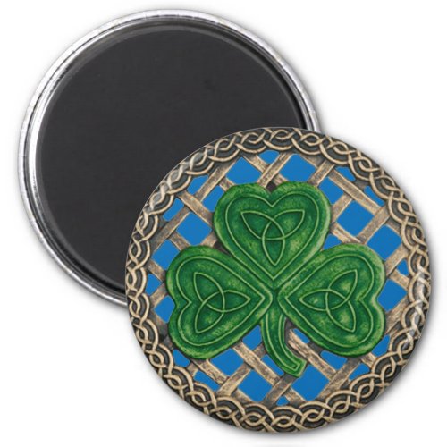 Shamrock And Celtic Knots Magnet Blue