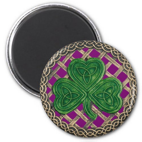 Shamrock And Celtic Knots Magnet Purple