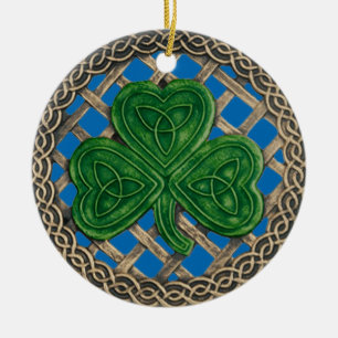 Shamrock And Celtic Knots Ornament  Blue