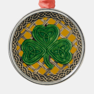 Shamrock And Celtic Knots Ornament Gold