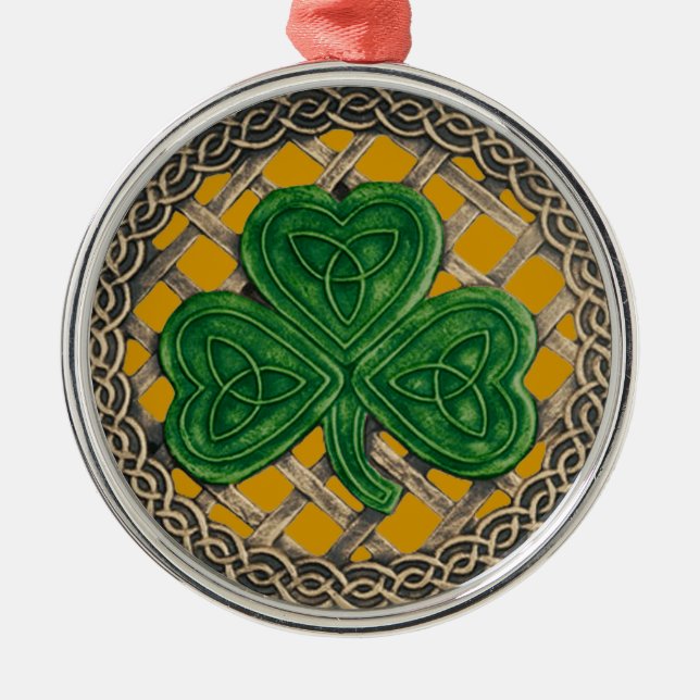 Shamrock And Celtic Knots Ornament  Gold (Front)