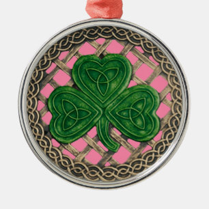 Shamrock And Celtic Knots Ornament  Pink