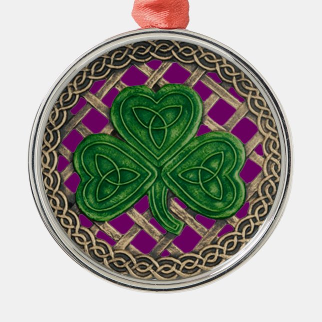Shamrock And Celtic Knots Ornament  Purple (Front)