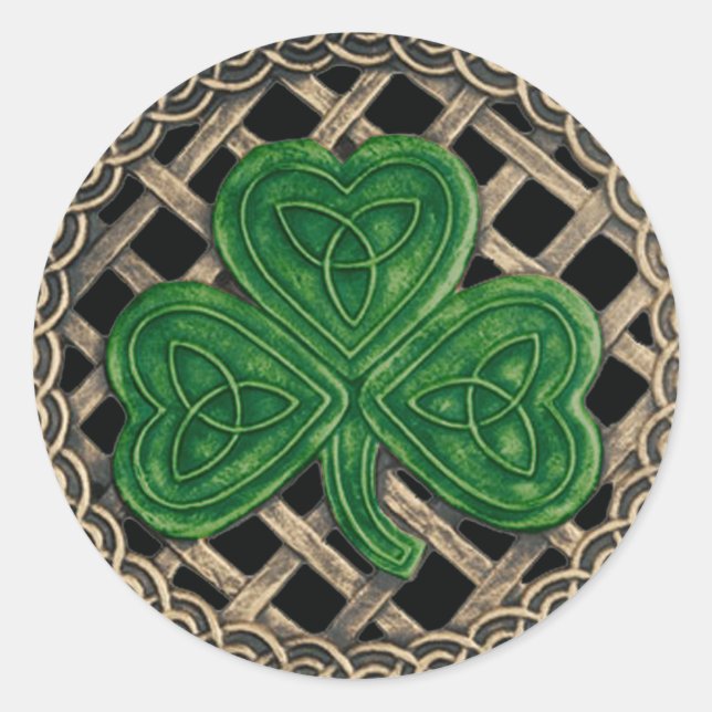 Shamrock And Celtic Knots Stickers Black (Front)