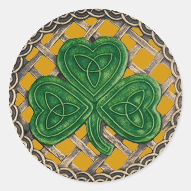 Shamrock And Celtic Knots Stickers Gold (Front)