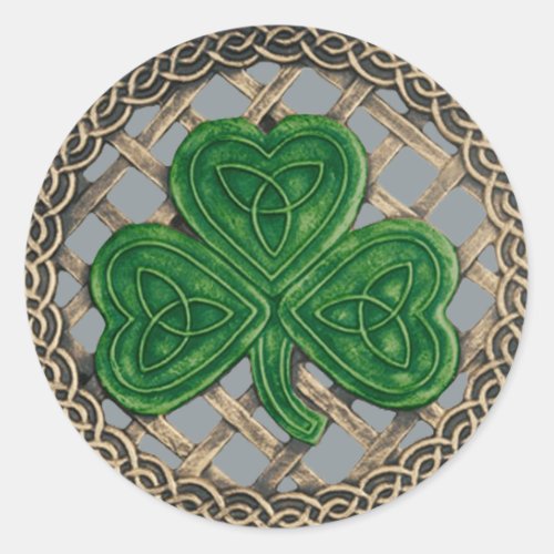 Shamrock And Celtic Knots Stickers Gray