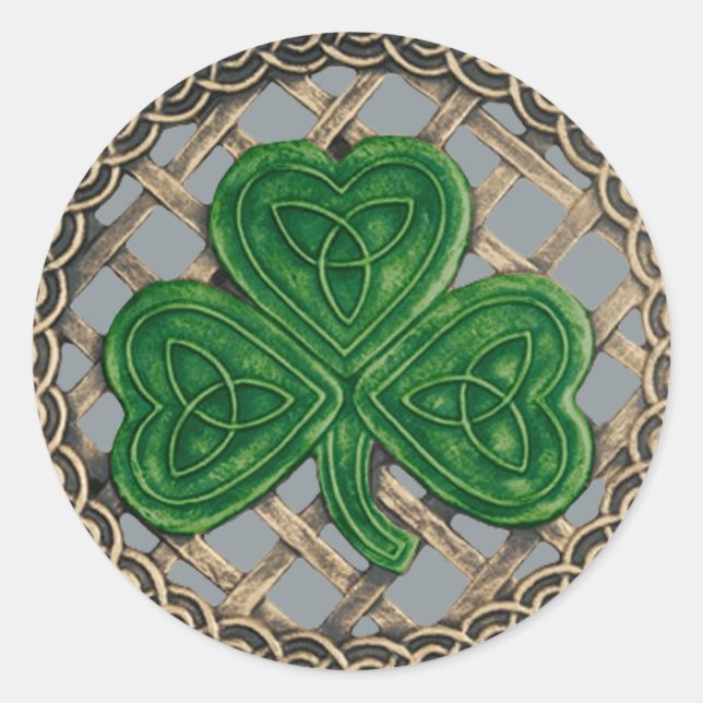 Shamrock And Celtic Knots Stickers Gray (Front)