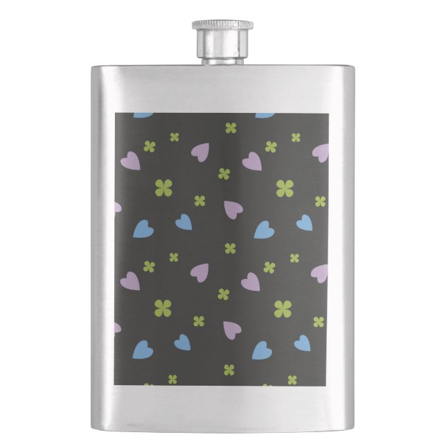 Shamrock and Hearts Pattern Flask (Front)