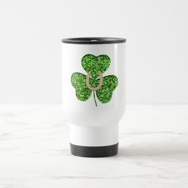 Shamrock And Horseshoe Travel Mug (Center)