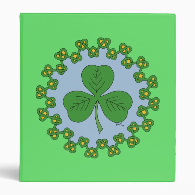 Shamrock and Knotwork 3 Ring Binder (Front)