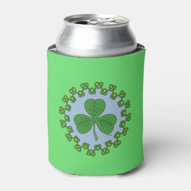 Shamrock and Knotwork Can Cooler (Can Front)