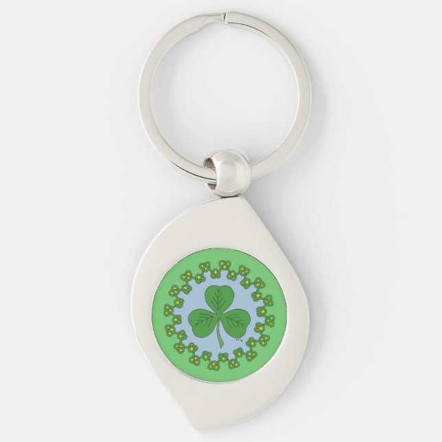 Shamrock and Knotwork Keychain (Front)