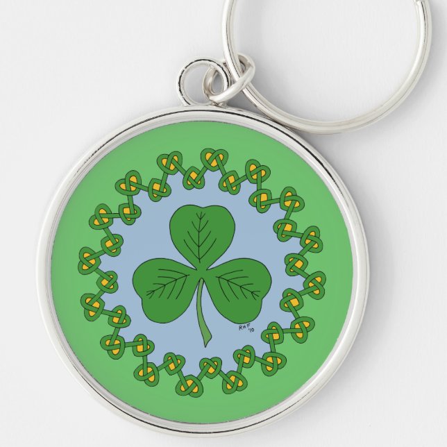 Shamrock and Knotwork Keychain (Front)