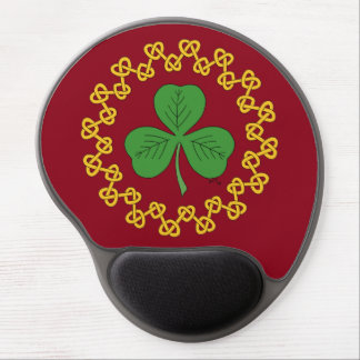 Shamrock and Knotwork on Red Gel Mouse Pad