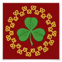 Shamrock and Knotwork on Red