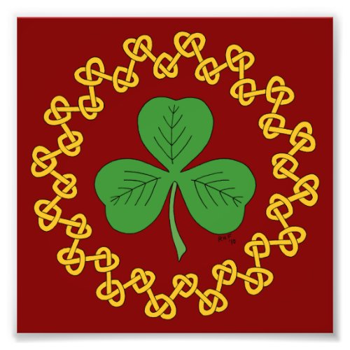 Shamrock and Knotwork on Red