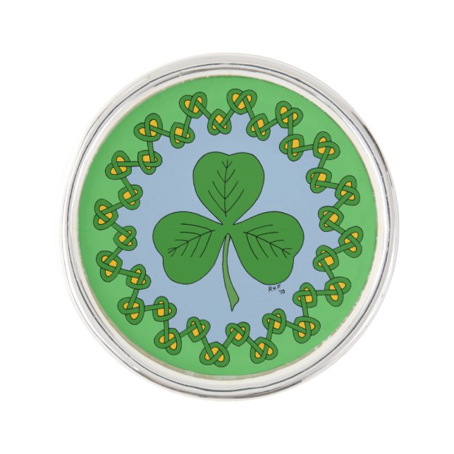 Shamrock and Knotwork Pin (Front)