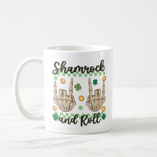 Shamrock and Roll Hand Skeleton  Coffee Mug