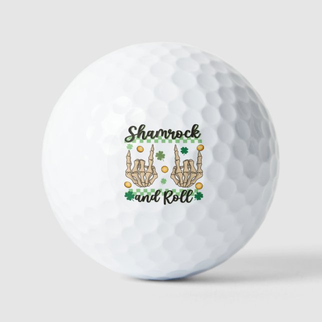 Shamrock and Roll Hand Skeleton Golf Balls (Front)