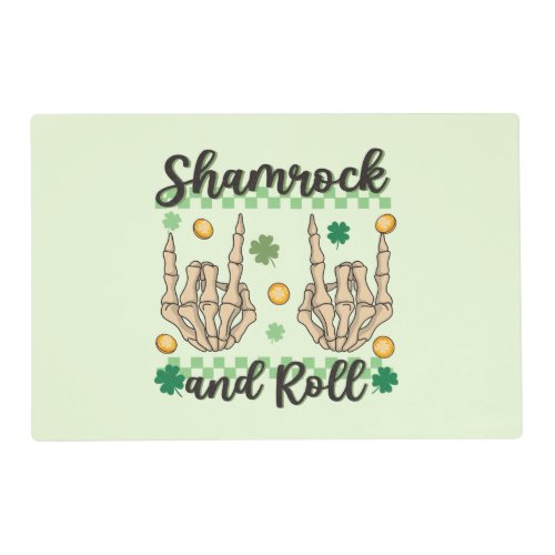 Shamrock and Roll Hand Skeleton Placemat