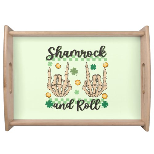 Shamrock and Roll Hand Skeleton Serving Tray