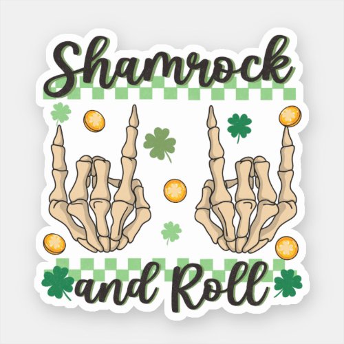 Shamrock and Roll Hand Skeleton Sticker