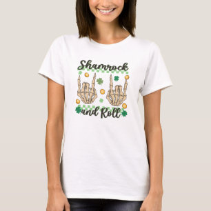 Shamrock and Roll Hand Skeleton T-Shirt