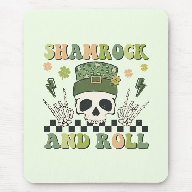 Shamrock and Roll - Skeleton Clover Mouse Pad (Front)