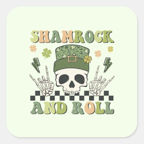 Shamrock and Roll Square Sticker