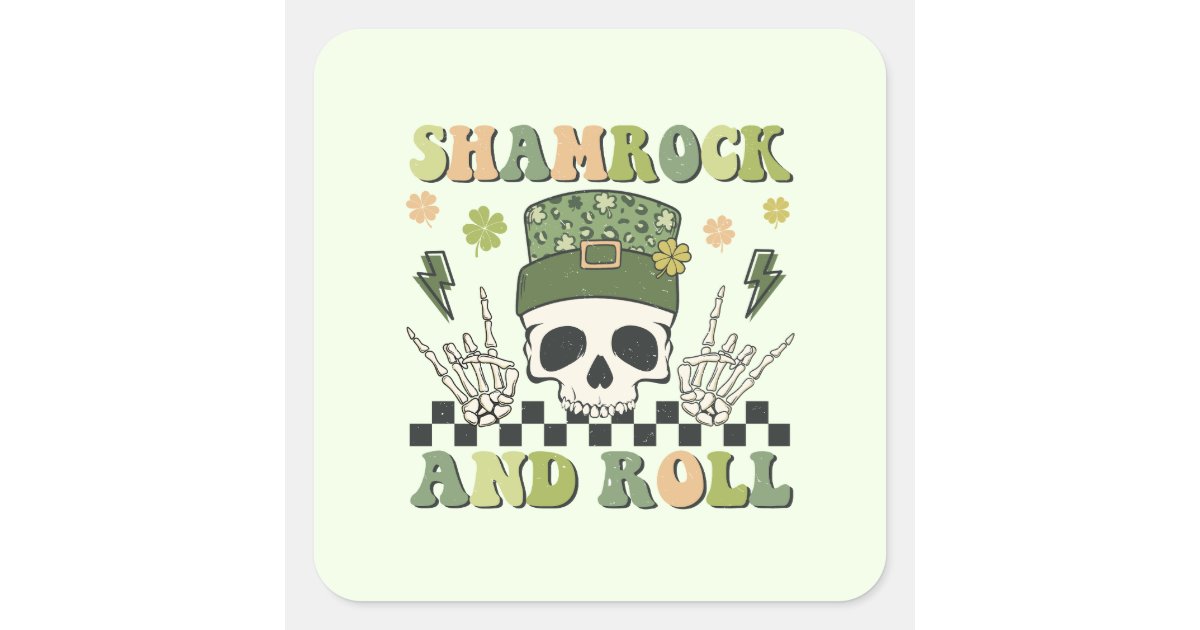 Shamrock and Roll Square Sticker | Zazzle