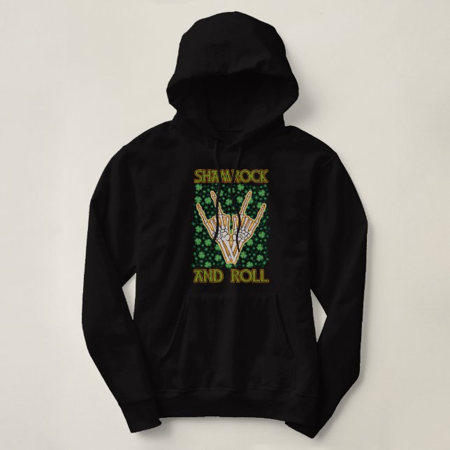 Shamrock And Roll St Patrick's Day  Hoodie (Design Front)