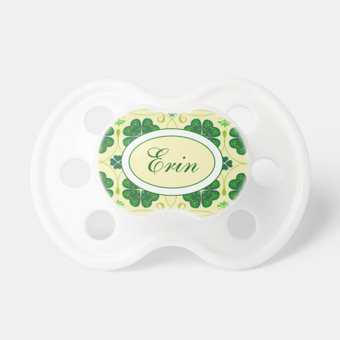 Shamrock baby pacifier customize the name