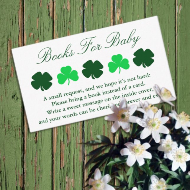 Shamrock Baby Shower Books For Baby Enclosure Card (Creator Uploaded)