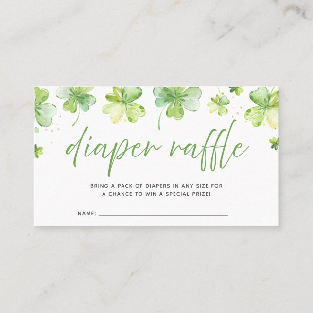 Shamrock Baby Shower Diaper Raffle Insert Card (Front)