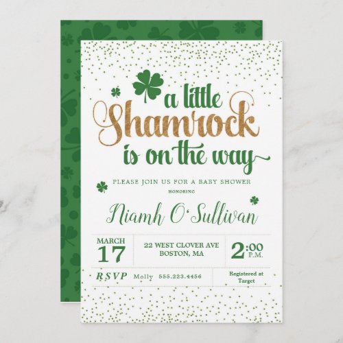 Shamrock baby shower invitation