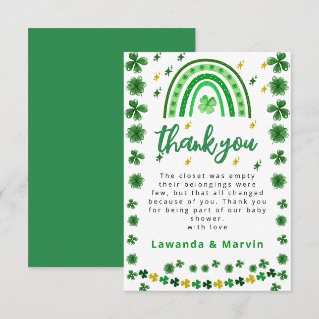 Shamrock | Baby Shower Thank You Card (Front/Back)
