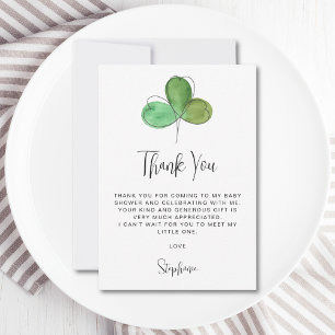 Shamrock Baby Shower Thank You Card